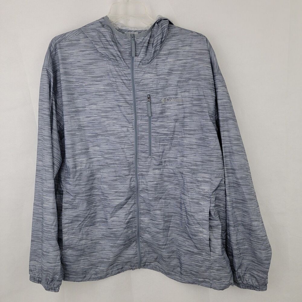 COLUMBIA Mens Jacket Sz XXL Morning View Windbreaker GRAY Packable Hooded